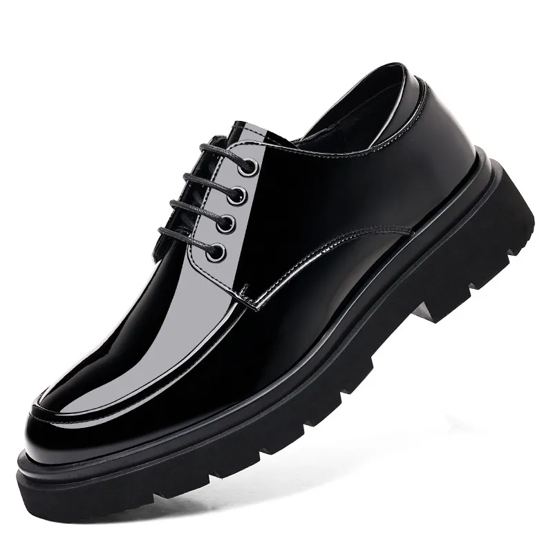 QLFashion chaussures hommes brillant jeunesse plate-forme accrue affaires styliste robe gros orteil